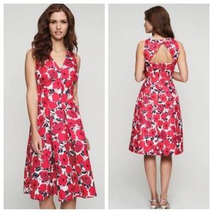 Long Tall Sally poppy floral open back fit flare dress 7758